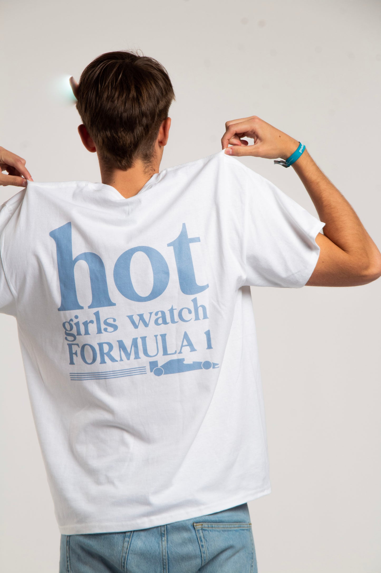 "Hot girls watch Formula 1" T-shirt Blue Exclusive Edition Tee